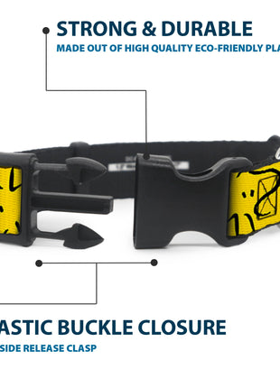 Plastic Clip Collar - Peanuts Woodstock Line Face Line Art Yellow/Black