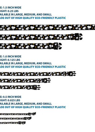 Plastic Clip Collar - Peanuts Snoopy and Woodstock Poses Scattered Black