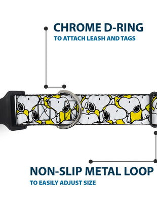Plastic Clip Collar - Peanuts Snoopy Pose Stacked Yellow