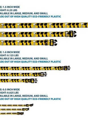 Plastic Clip Collar - Peanuts Snoopy Walking/Silhouette Pose Yellow/Black/White