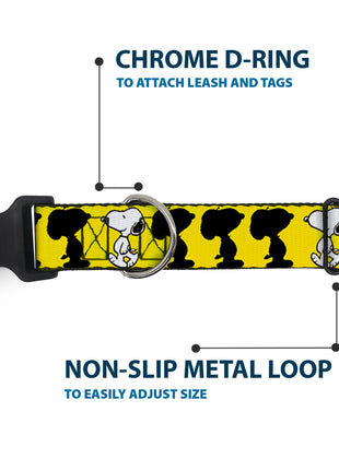 Plastic Clip Collar - Peanuts Snoopy Walking/Silhouette Pose Yellow/Black/White