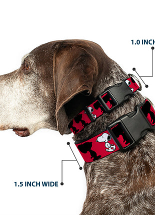 Plastic Clip Collar - Peanuts Snoopy Walking/Silhouette Pose Red/Black/White