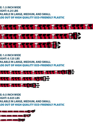 Plastic Clip Collar - Peanuts Snoopy Walking/Silhouette Pose Red/Black/White