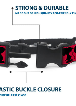 Plastic Clip Collar - Peanuts Snoopy Walking/Silhouette Pose Red/Black/White