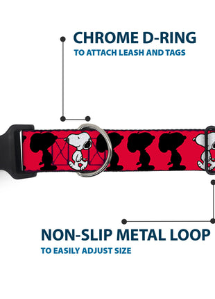 Plastic Clip Collar - Peanuts Snoopy Walking/Silhouette Pose Red/Black/White