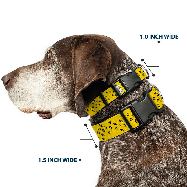 Plastic Clip Collar - Peanuts Snoopy Smiling Pose/Paw Print Yellow/Black/White