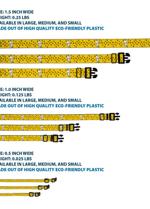 Plastic Clip Collar - Peanuts Snoopy Smiling Pose/Paw Print Yellow/Black/White