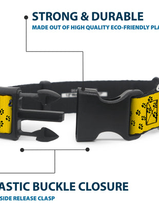 Plastic Clip Collar - Peanuts Snoopy Smiling Pose/Paw Print Yellow/Black/White