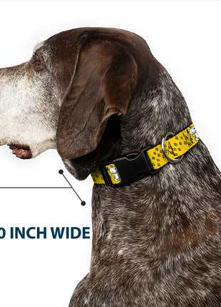 Plastic Clip Collar - Peanuts Snoopy Smiling Pose/Paw Print Yellow/Black/White