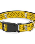 Plastic Clip Collar - Peanuts Snoopy Smiling Pose/Paw Print Yellow/Black/White