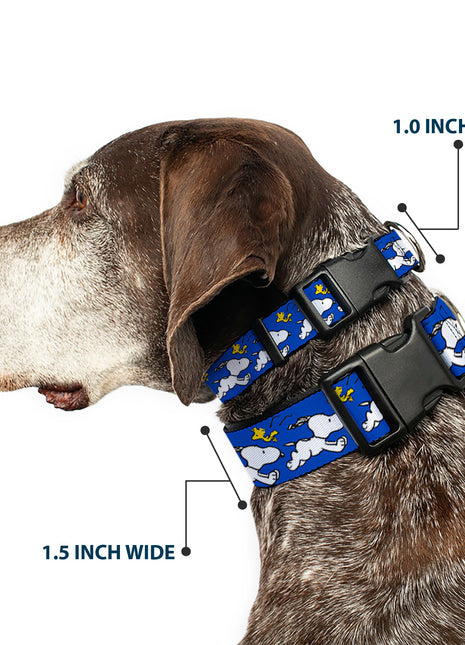 Plastic Clip Collar - Peanuts Snoopy Running and Woodstock Pose Blue