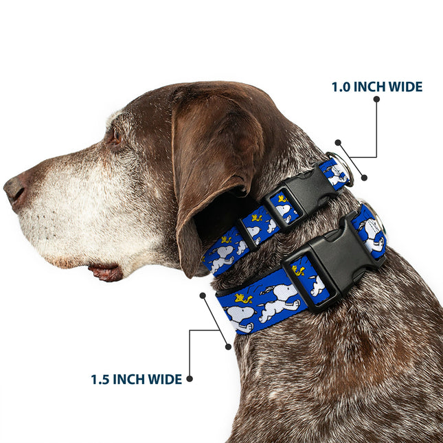 Plastic Clip Collar - Peanuts Snoopy Running and Woodstock Pose Blue
