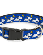 Plastic Clip Collar - Peanuts Snoopy Running and Woodstock Pose Blue