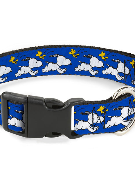 Plastic Clip Collar - Peanuts Snoopy Running and Woodstock Pose Blue