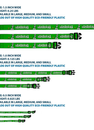 Plastic Clip Collar - Peanuts Snoopy and Woodstock Laughing HAHA Pose Green