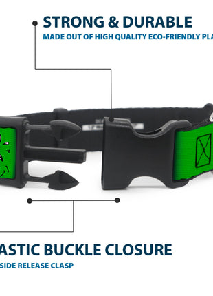 Plastic Clip Collar - Peanuts Snoopy and Woodstock Laughing HAHA Pose Green