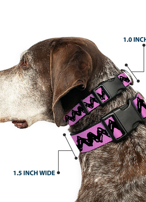 Plastic Clip Collar - Peanuts Charlie Brown Zig Zag Stripe Pink/Black