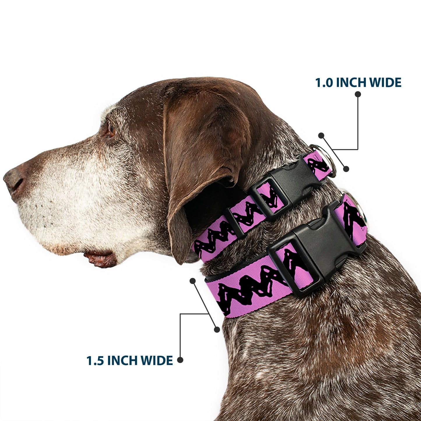 Plastic Clip Collar - Peanuts Charlie Brown Zig Zag Stripe Pink/Black