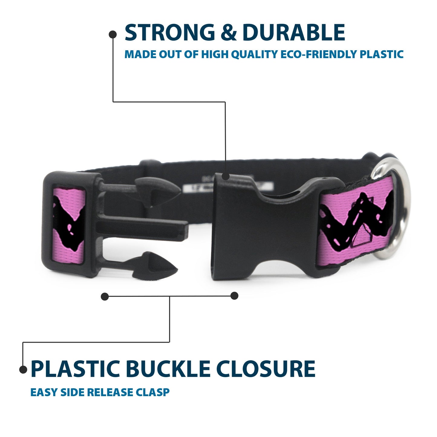 Plastic Clip Collar - Peanuts Charlie Brown Zig Zag Stripe Pink/Black