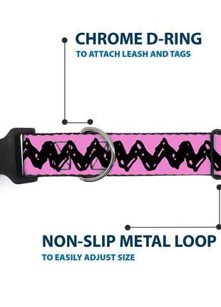 Plastic Clip Collar - Peanuts Charlie Brown Zig Zag Stripe Pink/Black