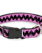 Plastic Clip Collar - Peanuts Charlie Brown Zig Zag Stripe Pink/Black