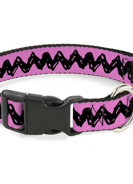 Plastic Clip Collar - Peanuts Charlie Brown Zig Zag Stripe Pink/Black