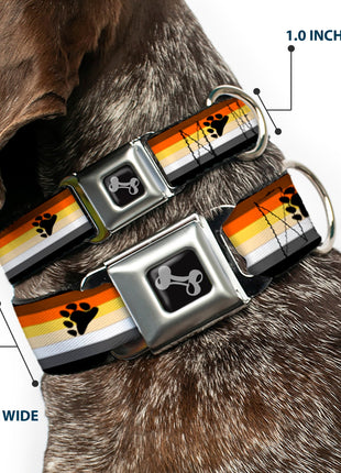 Dog Bone Black/Silver Seatbelt Buckle Collar - Flag Bear Pride2 Black/Brown/Orange/Yellow/Tan/White/Gray/Black