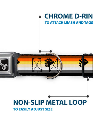 Dog Bone Black/Silver Seatbelt Buckle Collar - Flag Bear Pride2 Black/Brown/Orange/Yellow/Tan/White/Gray/Black