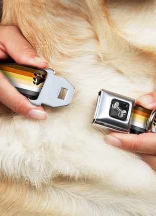 Dog Bone Black/Silver Seatbelt Buckle Collar - Flag Bear Pride2 Black/Brown/Orange/Yellow/Tan/White/Gray/Black