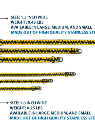 PEANUTS Title Logo Full Color Black/White Seatbelt Buckle Collar - Peanuts Charlie Brown Zig Zag Stripe Yellow/Black