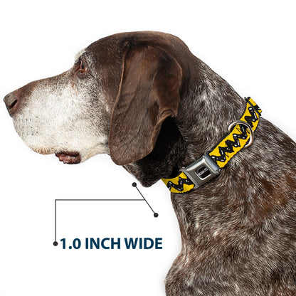 PEANUTS Title Logo Full Color Black/White Seatbelt Buckle Collar - Peanuts Charlie Brown Zig Zag Stripe Yellow/Black