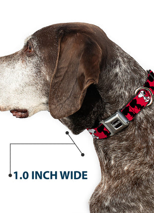 PEANUTS Title Logo Full Color Black/White Seatbelt Buckle Collar - Peanuts Snoopy Walking/Silhouette Pose Red/Black/White