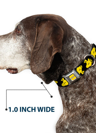 PEANUTS Title Logo Full Color Yellow/White Seatbelt Buckle Collar - Peanuts Woodstock Face Flip Black/Yellow