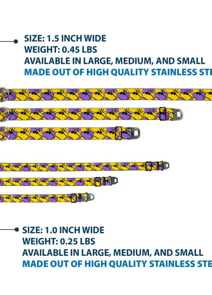 PEANUTS Title Logo Full Color Yellow/White Seatbelt Buckle Collar - Peanuts Woodstock Shades Pose Blocks Blue/Yellow/Black