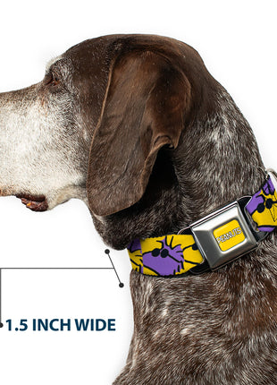 PEANUTS Title Logo Full Color Yellow/White Seatbelt Buckle Collar - Peanuts Woodstock Shades Pose Blocks Blue/Yellow/Black