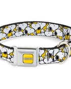 PEANUTS Title Logo Full Color Yellow/White Seatbelt Buckle Collar - Peanuts Snoopy Pose Stacked Yellow