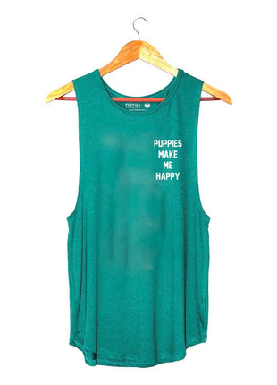Puppies Make Me Happy Motto Sleeveless Top | Classic Gift for Dog Moms | Made in USA