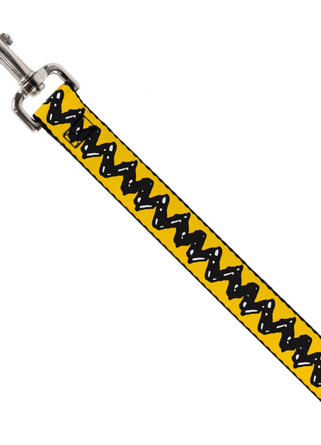 Dog Leash - Peanuts Charlie Brown Zig Zag Stripe Yellow/Black