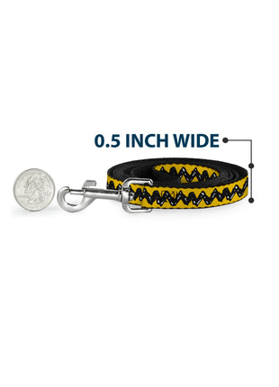 Dog Leash - Peanuts Charlie Brown Zig Zag Stripe Yellow/Black