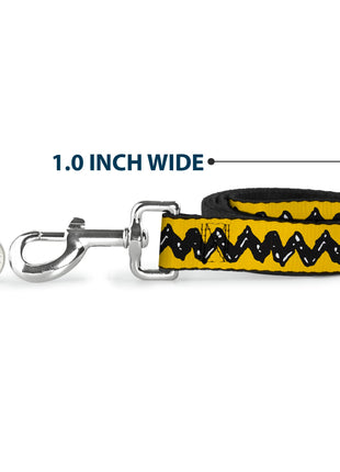 Dog Leash - Peanuts Charlie Brown Zig Zag Stripe Yellow/Black