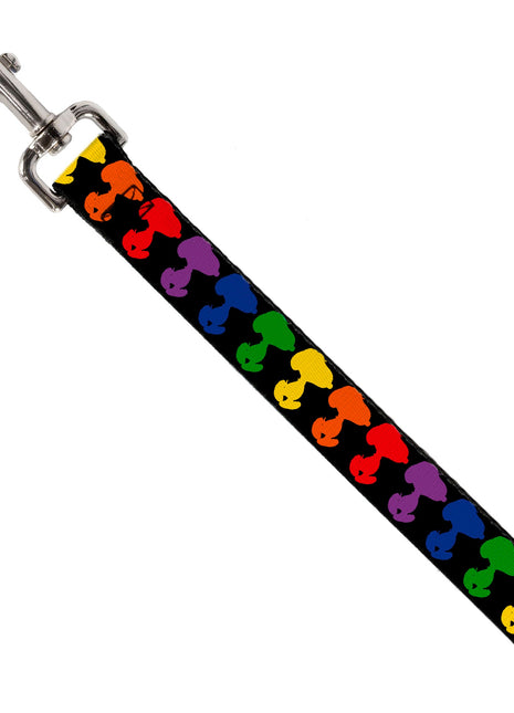 Dog Leash - Peanuts Snoopy Silhoutte Pose Black/Rainbow Multi Color