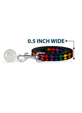 Dog Leash - Peanuts Snoopy Silhoutte Pose Black/Rainbow Multi Color