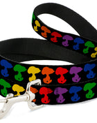 Dog Leash - Peanuts Snoopy Silhoutte Pose Black/Rainbow Multi Color