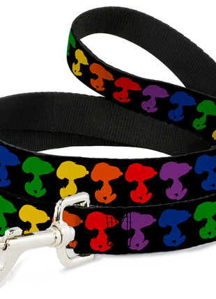Dog Leash - Peanuts Snoopy Silhoutte Pose Black/Rainbow Multi Color