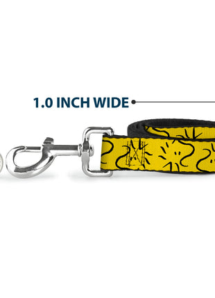Dog Leash - Peanuts Woodstock Line Face Line Art Yellow/Black