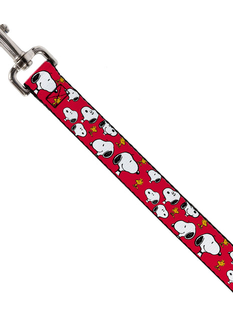 Dog Leash - Peanuts Snoopy and Woodstock Poses Scattered Red