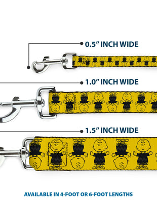 Dog Leash - Peanuts Charlie Brown Pose Flip Yellow/Black