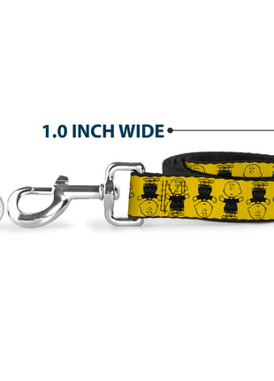 Dog Leash - Peanuts Charlie Brown Pose Flip Yellow/Black
