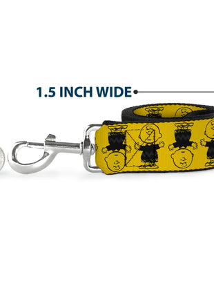 Dog Leash - Peanuts Charlie Brown Pose Flip Yellow/Black