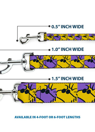 Dog Leash - Peanuts Woodstock Shades Pose Blocks Blue/Yellow/Black